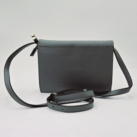 Alfani Crossbody Gray Gold Small Purse Adjustable Strap Fold Over Flap Handbag - Picture 3 of 8